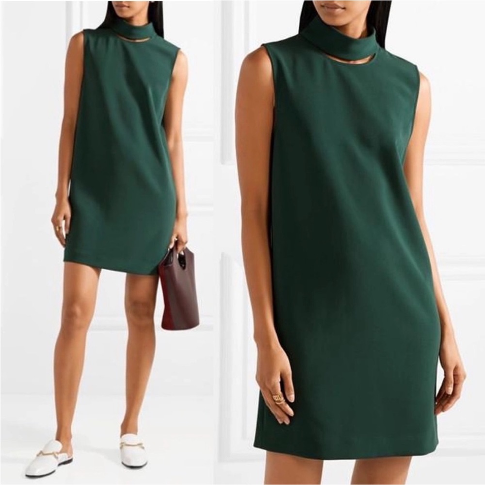 • Theory • Women’s Slit Collar Mini Dress Dark Green Size 10